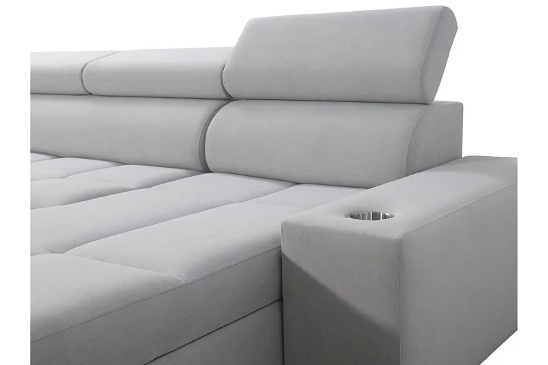 Morenia 4-seter Venstrevendt Sovesofa 127x284 cm med Oppbevaring i Fløyel - Lysegrå - Møbler - Sofaer - Fløyelssofaer