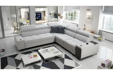 Morenia 4-seters Hjørnesovesofa Høyre - Hvit - Møbler - Sofaer - Fløyelssofaer