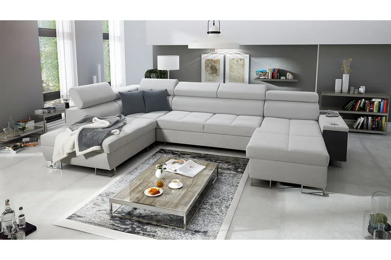 Morenia 4-seters Hjørnesovesofa Høyre - Hvit - Møbler - Sofaer - Fløyelssofaer