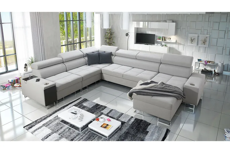 Morenia 4-seters Hjørnesovesofa Høyre - Hvit - Møbler - Sofaer - Fløyelssofaer