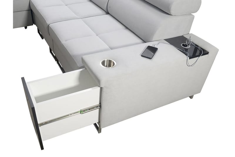 Morenia 4-seters Hjørnesovesofa Høyre - Hvit - Møbler - Sofaer - Fløyelssofaer