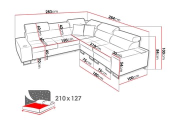 Morenia 4-seters Hjørnesovesofa Høyre - Hvit - Møbler - Sofaer - Fløyelssofaer