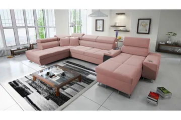 Morenia 4-seters Hjørnesovesofa Høyre - Rosa - Møbler - Sofaer - Fløyelssofaer