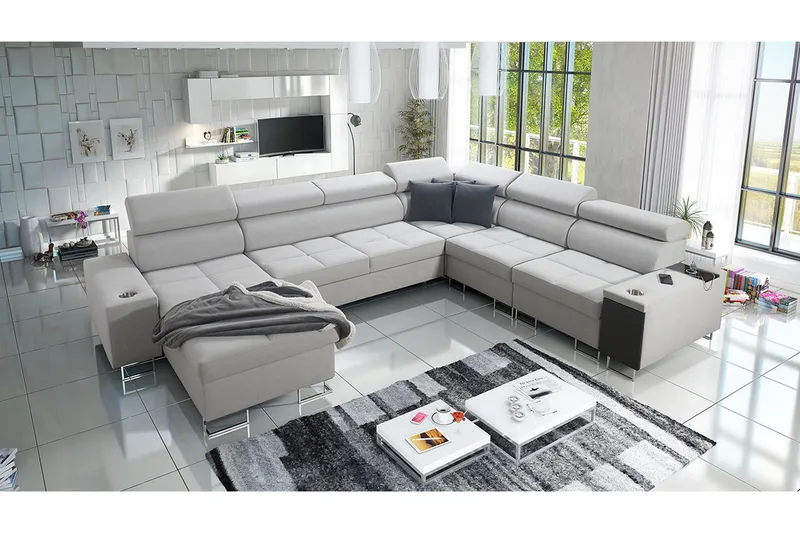 Morenia 4-seters Hjørnesovesofa Venstre - Hvit - Møbler - Sofaer - Fløyelssofaer