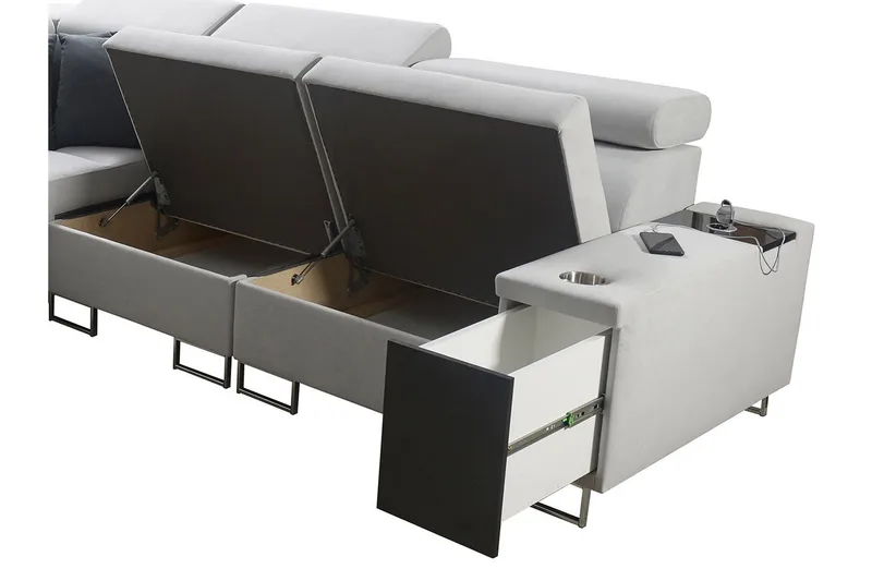 Morenia 4-seters Hjørnesovesofa Venstre - Hvit - Møbler - Sofaer - Fløyelssofaer