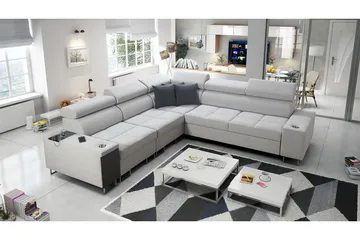 Morenia 4-seters Hjørnesovesofa Venstre - Hvit - Møbler - Sofaer - Fløyelssofaer