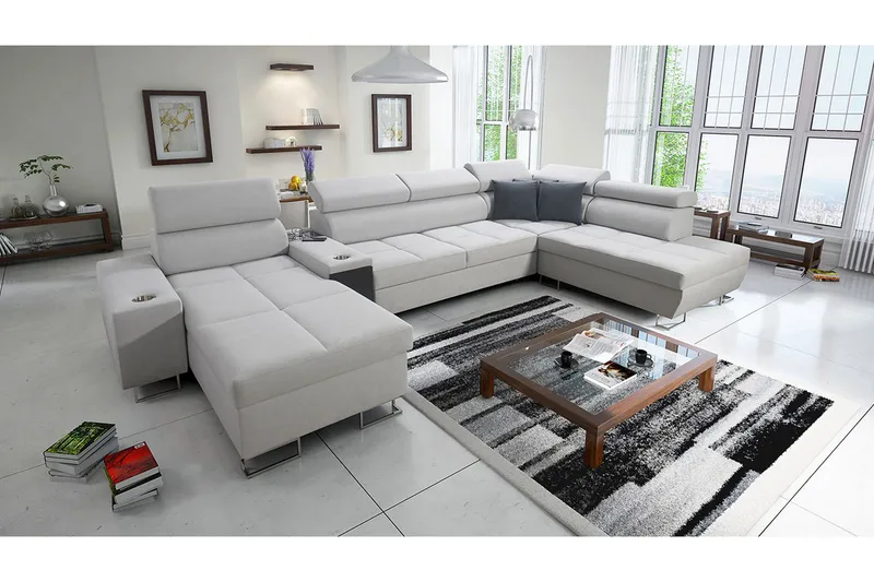 Morenia 4-seters Hjørnesovesofa Venstre - Hvit - Møbler - Sofaer - Fløyelssofaer