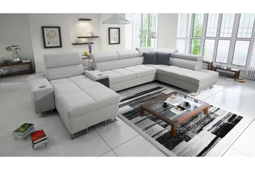 Morenia 4-seters Hjørnesovesofa Venstre - Hvit - Møbler - Sofaer - Fløyelssofaer