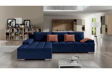 Naoma 4-seters Sovesofa Venstre - Blå - Møbler - Sofaer - Fløyelssofaer