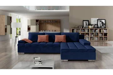 Naoma Sovesofa Høyre - Blå - Møbler - Sofaer - Fløyelssofaer