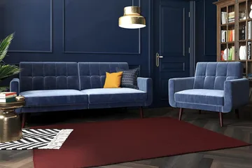 Nola 3-seters Sovesofa Fløyel/Blå - Dorel Home - Møbler - Sofaer - Fløyelssofaer