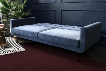 Nola 3-seters Sovesofa Fløyel/Blå - Dorel Home - Møbler - Sofaer - Fløyelssofaer