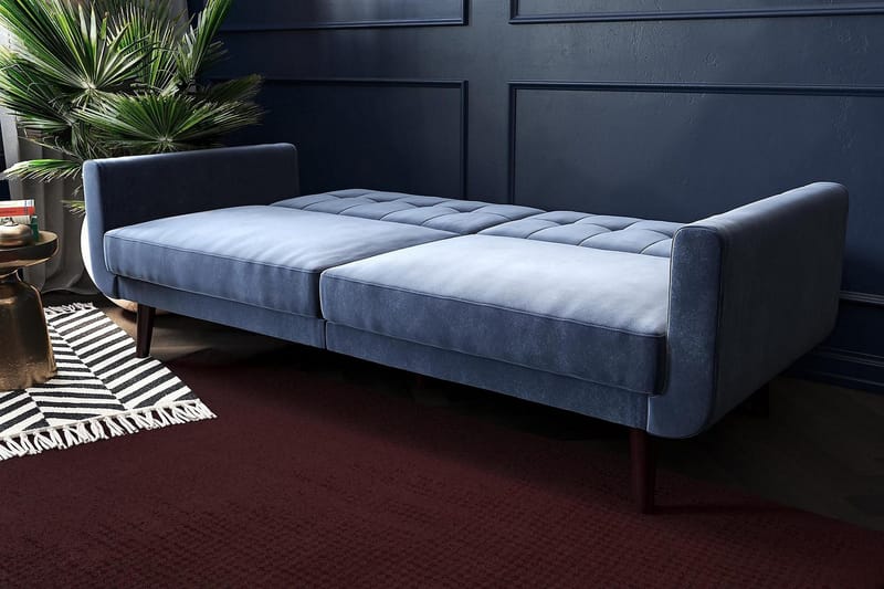 Nola 3-seters Sovesofa Fløyel/Blå - Dorel Home - Møbler - Sofaer - Fløyelssofaer