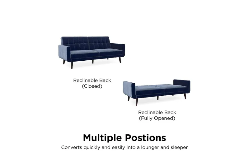 Nola 3-seters Sovesofa Fløyel/Blå - Dorel Home - Møbler - Sofaer - Fløyelssofaer