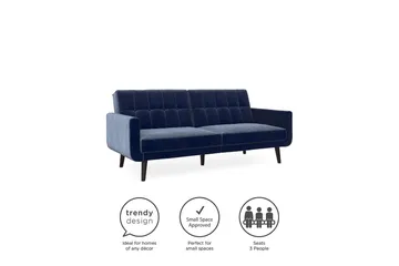 Nola 3-seters Sovesofa Fløyel/Blå - Dorel Home - Møbler - Sofaer - Fløyelssofaer