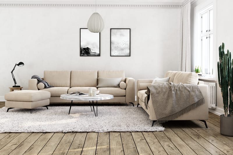 Ocean Lyx 3-seters Fløyelssofa - Beige - Møbler - Sofaer - Fløyelssofaer