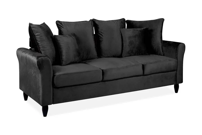 Paretti Sofa Fløyel, Svart