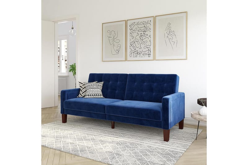 Porter 2-seters Sovesofa Fløyel/Blå - Dorel Home - Møbler - Sofaer - Fløyelssofaer