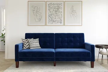 Porter 2-seters Sovesofa Fløyel/Blå - Dorel Home - Møbler - Sofaer - Fløyelssofaer