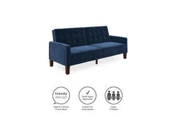 Porter 2-seters Sovesofa Fløyel/Blå - Dorel Home - Møbler - Sofaer - Fløyelssofaer