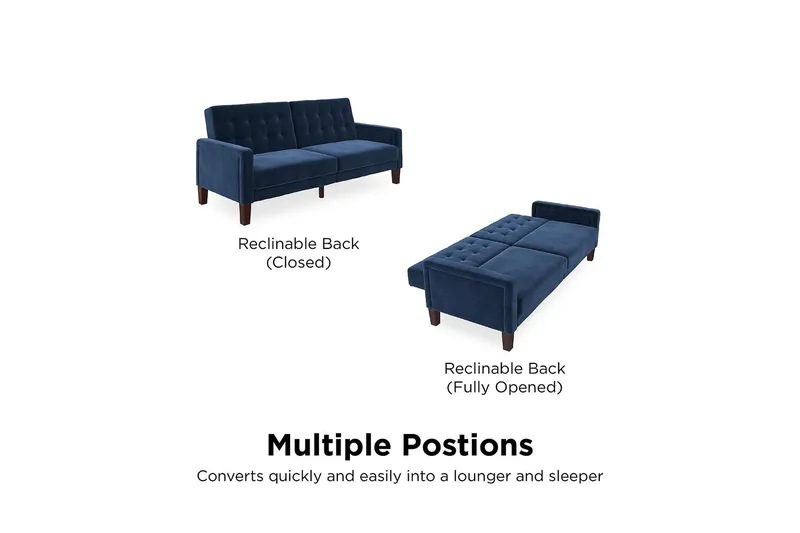 Porter 2-seters Sovesofa Fløyel/Blå - Dorel Home - Møbler - Sofaer - Fløyelssofaer