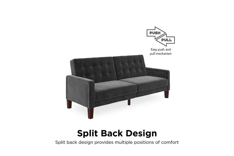 Porter 2-seters Sovesofa Fløyel/Grå - Dorel Home - Møbler - Sofaer - Fløyelssofaer