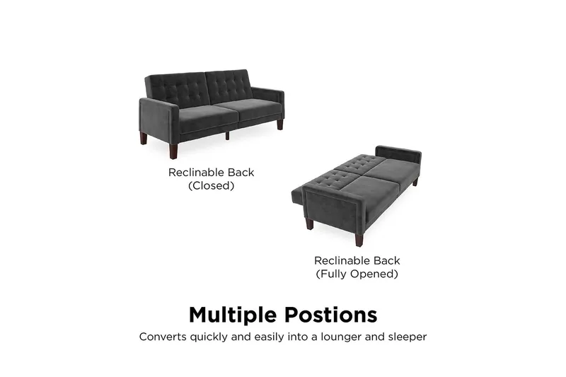 Porter 2-seters Sovesofa Fløyel/Grå - Dorel Home - Møbler - Sofaer - Fløyelssofaer