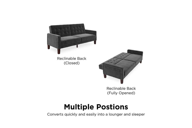 Porter 2-seters Sovesofa Fløyel/Grå - Dorel Home - Møbler - Sofaer - Fløyelssofaer