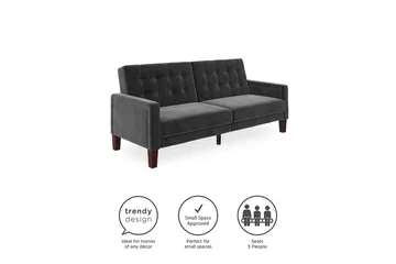 Porter 2-seters Sovesofa Fløyel/Grå - Dorel Home - Møbler - Sofaer - Fløyelssofaer