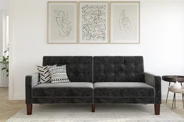 Porter 2-seters Sovesofa Fløyel/Grå - Dorel Home - Møbler - Sofaer - Fløyelssofaer