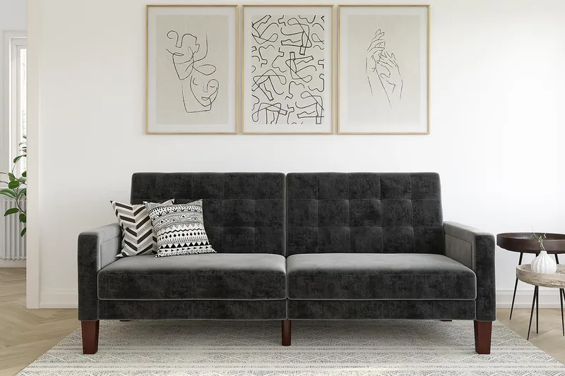 Porter 2-seters Sovesofa Fløyel/Grå - Dorel Home - Møbler - Sofaer - Fløyelssofaer