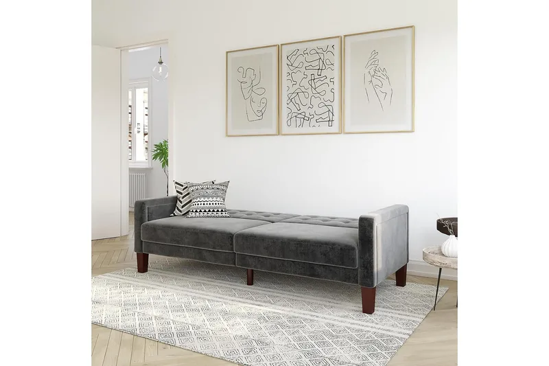 Porter 2-seters Sovesofa Fløyel/Grå - Dorel Home - Møbler - Sofaer - Fløyelssofaer