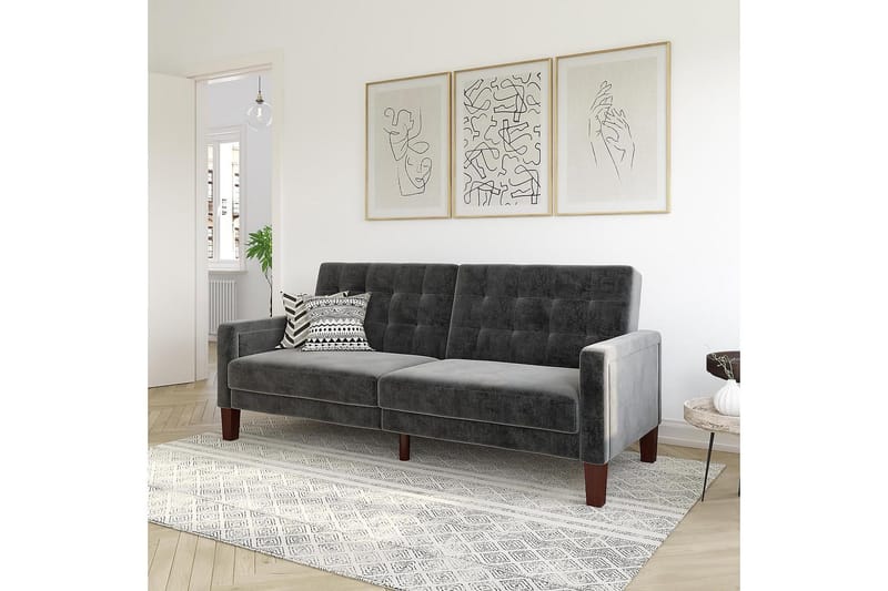 Porter 2-seters Sovesofa Fløyel/Grå - Dorel Home - Møbler - Sofaer - Fløyelssofaer