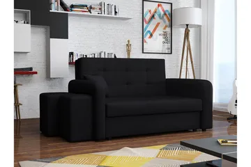 Ramdalen 2-seters Sovesofa Venstre - Fløyel/Svart - Møbler - Sofaer - Sovesofaer - 2 seters sovesofa