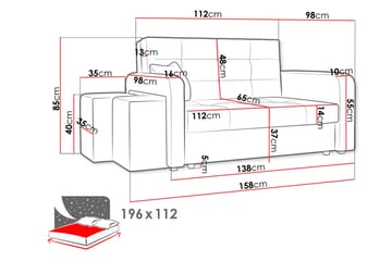 Ramdalen 2-seters Sovesofa Venstre - Fløyel/Svart - Møbler - Sofaer - Sovesofaer - 2 seters sovesofa