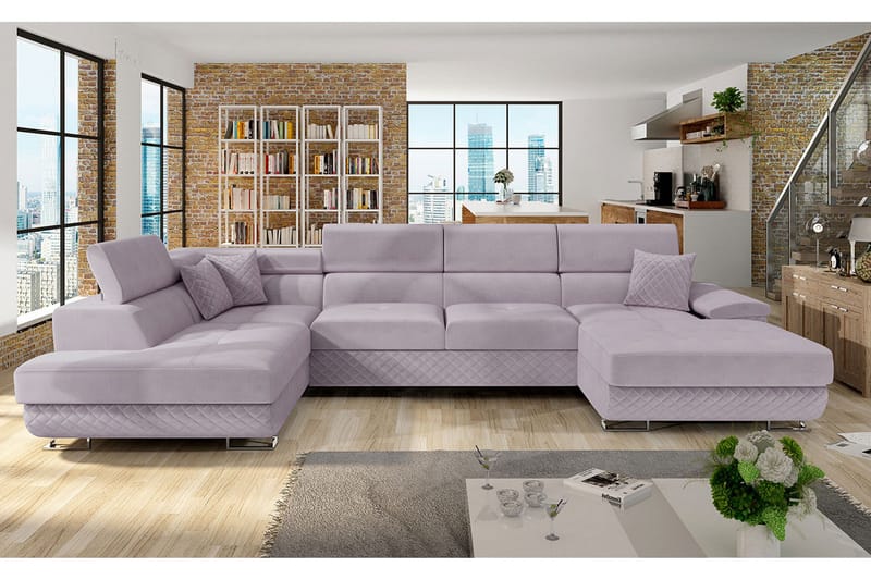 Reginia 5-seters Sovesofa Venstre - Rosa - Møbler - Sofaer - Sovesofaer - Sovesofa divan