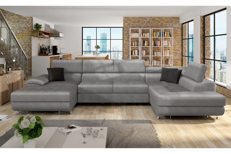 Rycka Hjørnesofa Høyre - Grå - Møbler - Sofaer - Fløyelssofaer