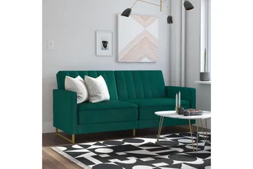 Skylar 2-seters Sovesofa Justerbar Fløyel/Grønn /Messing - Novogratz - Møbler - Sofaer - Fløyelssofaer