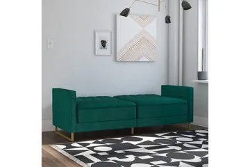 Skylar 2-seters Sovesofa Justerbar Fløyel/Grønn /Messing - Novogratz - Møbler - Sofaer - Fløyelssofaer