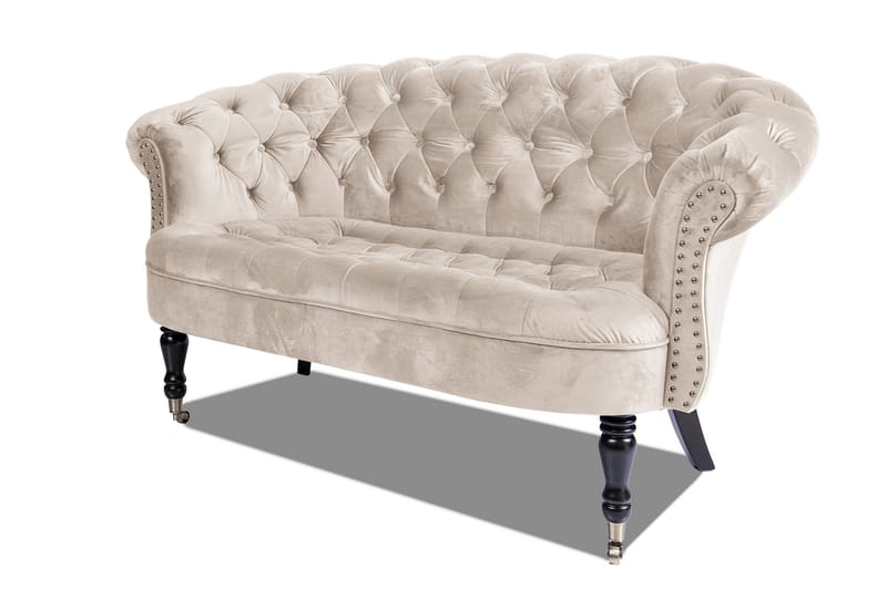 Sofa Chester Ludovic 2-seters - Beige - Fløyelssofaer - 2 seter sofa - Howard-sofaer - Chesterfield sofaer