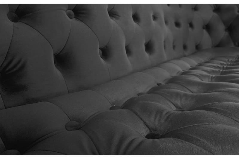 Sofa Chester Ludovic 3-seters - Mørkegrå - Fløyelssofaer - 3 seter sofa - Howard-sofaer - Chesterfield sofaer