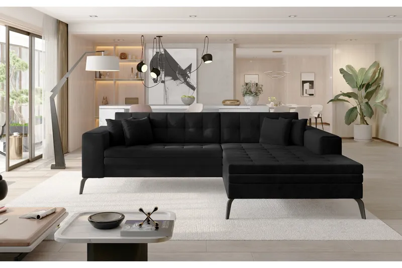 Solangis Divansofa Høyre, Svart
