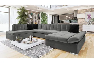 Sorsele Hjørnesofa Høyre - Grå - Møbler - Sofaer - Fløyelssofaer