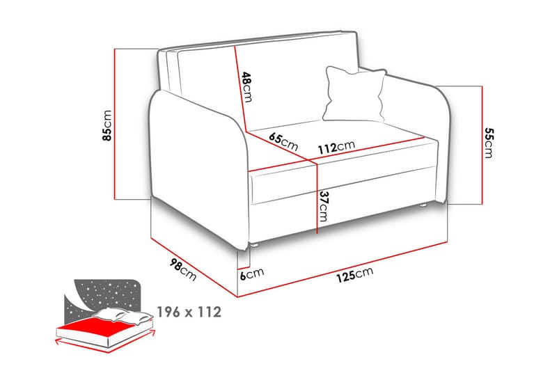 Sovesofa Viva - Rosa - Fløyelssofaer