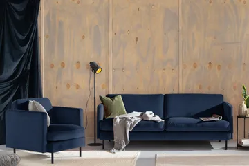 Teodin Fløyelssofa 3-seters - Blå - Møbler - Sofaer - Fløyelssofaer