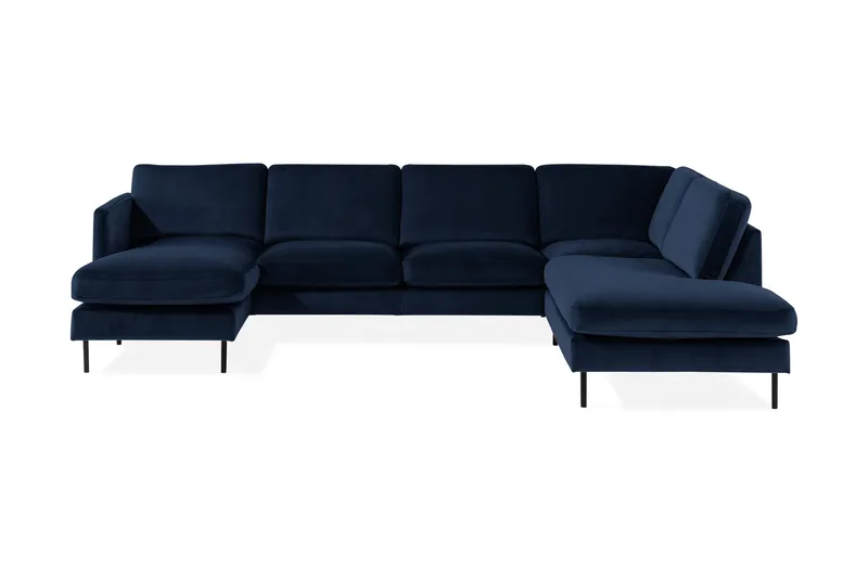 Teodin U-sofa med Divan Fløyel Venstre - Blå - Møbler - Sofaer - Fløyelssofaer