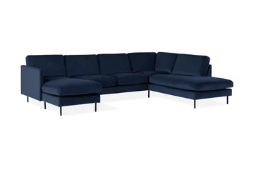Teodin U-sofa med Divan Fløyel Venstre - Blå - Møbler - Sofaer - Fløyelssofaer