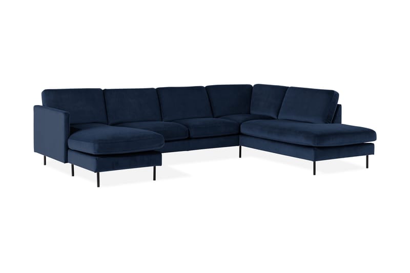 Teodin U-sofa med Divan Fløyel Venstre - Blå - Møbler - Sofaer - Fløyelssofaer