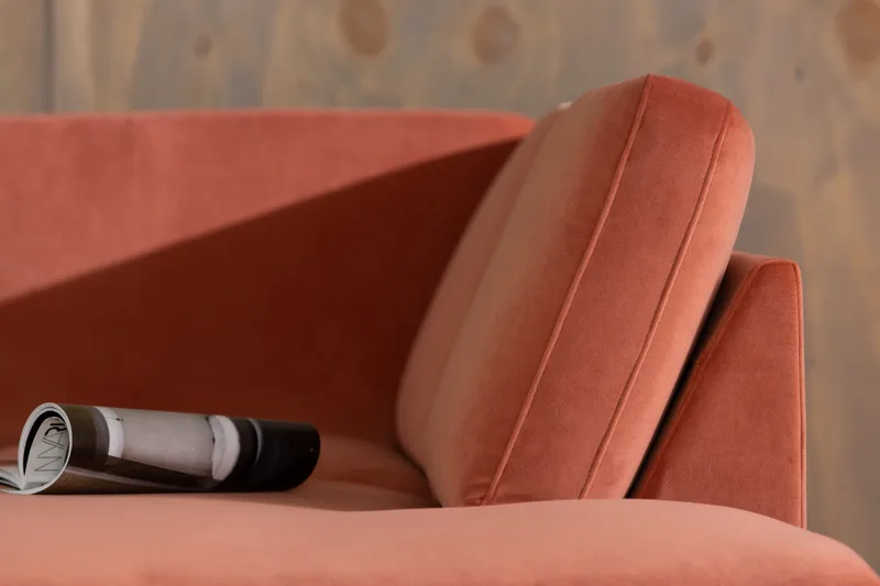 Teodin U-sofa med Divan Fløyel Venstre - Rosa - Møbler - Sofaer - Fløyelssofaer