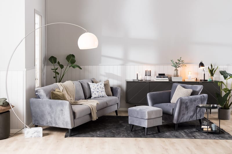 Trend 2-seters Fløyelssofa - Lys grå - Møbler - Sofaer - Fløyelssofaer